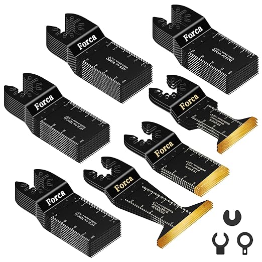 Forca 49pcs Oscillating Tool Blades and High-Carbon Steel Multitool Blades, Universal Multitool Blades for Metal Wood Cutting,Multi Tool Blades Kits Fit Dewalt Bosch Milwaukee Ryobi