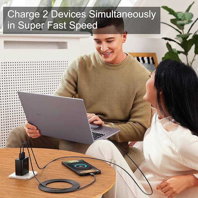 45W Super Fast USB C Charger for Samsung Galaxy S25 Ultra/S25+/S25/S24/S23 Ultra/S23+/S22 Ultra/S22+/S20 Ultra, 2-Port 45 Watt Type C Fast Charger Block with 10FT USB C Cable Cord for Android Phone