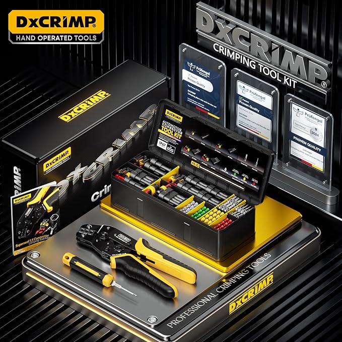 Waterproof Automotive Electrical Connectors Crimping Tool Kit, 1/2/3/4 Pin Waterproof Plugs, Ratchet Crimper for 24–14 AWG Wires, Includes Removal Tools for Car, Truck, RV, Boat Wiring Harness