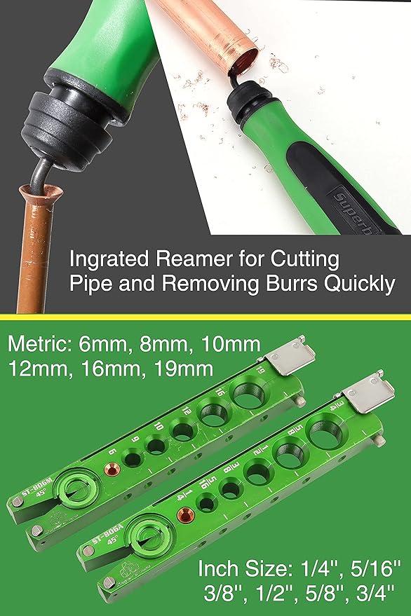 Super Stars Flaring Tool Kit 1/4in - 3/4in Single Flare Tool HVAC 45° Eccentric Type Flare Tool with Pipe Cutter for Copper Tube Pipe (5 in 1 Kit)