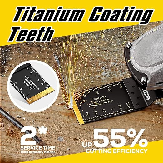 FORCA 66pcs Titanium Oscillating Tool Blades, Universal Multitool Blades for Metal Wood Cutting, Oscillating Saw Blade Kit for Dewalt Bosch Milwaukee Ryobi