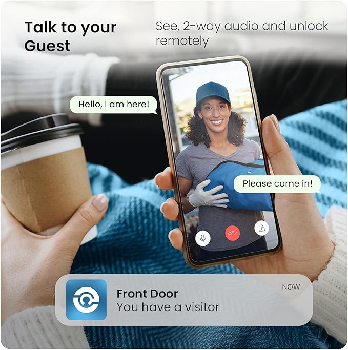 Lockly Vision Elite Video Smart Lock with Camera, Smart Wi-Fi Deadbolt for Front Door, PIN Genie® Keypad, Fingerprint Door Lock, Motion Sensor, App Remote Control, 2 Way Audio Doorbell, No Monthly Fee