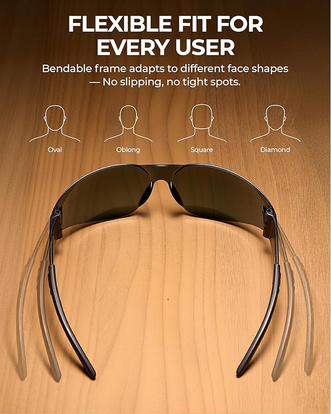 toolant Bulk Clear Safety Glasses with ANSI Z87.1 / UV 400 Standard, Eye Protection for Shooting, Construction and Laboratory