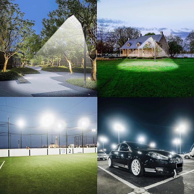 6-Pack Solar Street Lights Outdoor 8000W, 480000LM, 7000K Dusk to Dawn, IP67 Waterproof Motion Sensor, Energy-Saving Solar Parking Lot Lights for Homes and Businesses