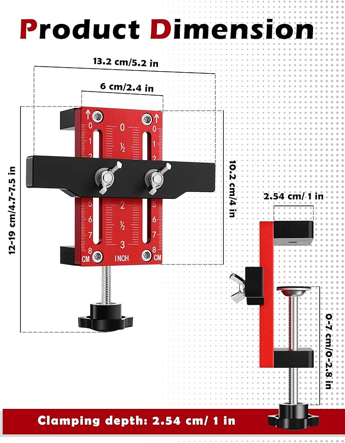 Cabinet Door Mounting Jig, Cabinet Door Installation Positioner for Easy Door Support and Alignment, Cabinet Installation Tool for Attaching Hinges, Cabinet Hardware Jig for 1x2s frame, 2 Pack