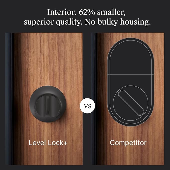 Level Lock+ WiFi Deadbolt Smart Lock - World's Smallest Smart Lock Plus Apple Home Key - Lock/Unlock Anywhere - Level App for iOS & Android - Works with Apple Home, Alexa, Google Home (Matte Black)