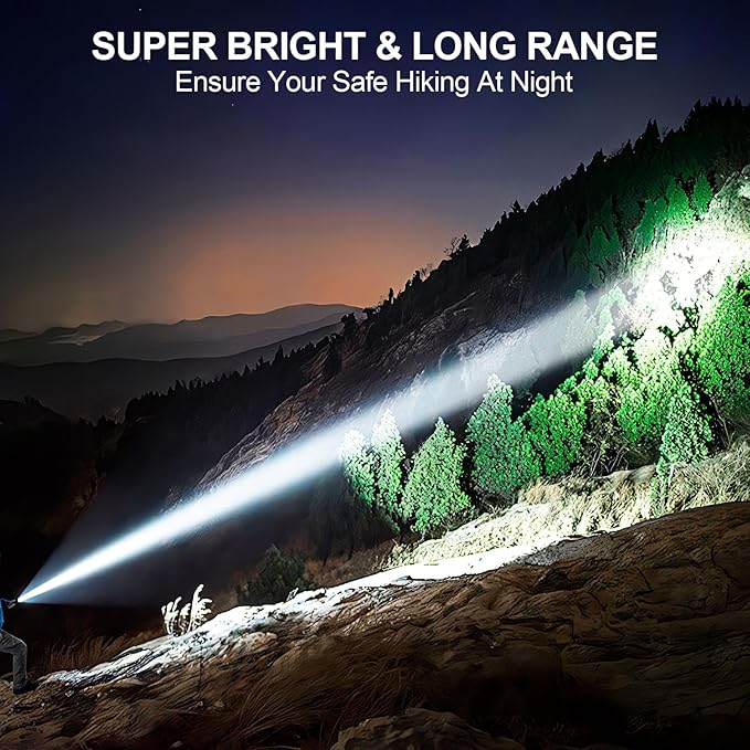 Flashlights High Lumens Rechargeable, Super Bright Long Range Small Powerful Flashlight, 6 Modes LED Tactical Pocket Waterproof Flash Light for Home Emergency (2, Red)