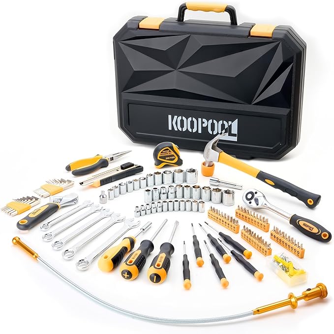 159 Piece Tools Kit, Tool Box Set for Mechanic and Car, General Household Tool Kit, Basic Tool Kit for Home Auto Repair, Plastic Toolbox Storage Case
