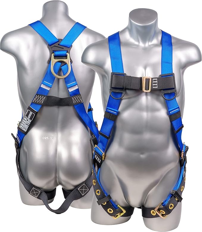 Palmer Safety Construction Harness 5 Point Adjustment, Back D-Ring, Grommet Legs, Multiple Styles I OSHA ANSI Compliant