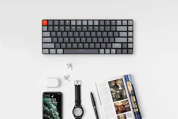 Keychron K3 Ultra-Slim 75% Layout RGB Backlit Wireless Bluetooth/Wired USB Mechanical Keyboard, Hot Swappable Low-Profile Keychron Optical Red Switch 84 Keys Gaming Keyboard for Mac Windows-Version 2