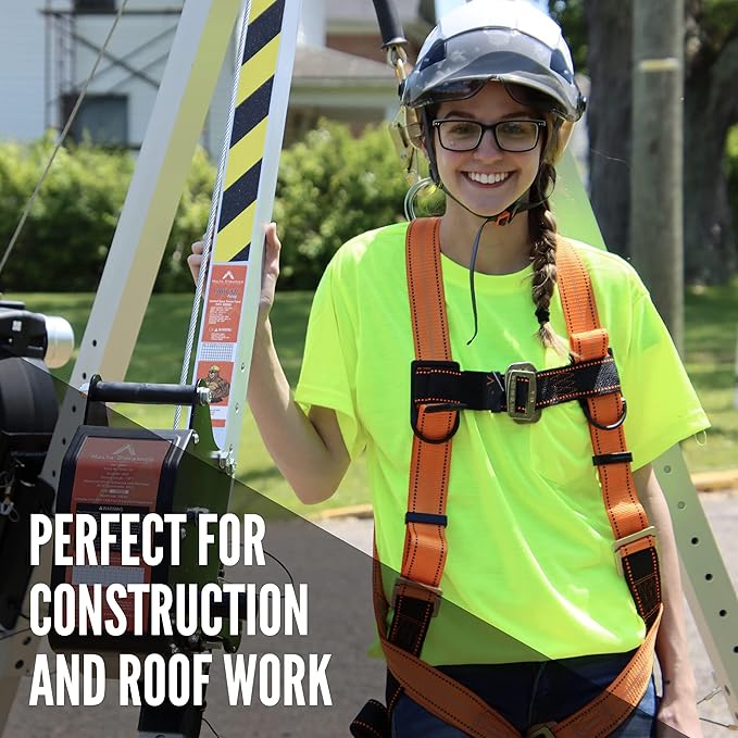 Malta Dynamics Warthog Safety Harness Fall Protection, Pass-Thru Leg Buckles, Full Body Harness - OSHA/ANSI Compliant