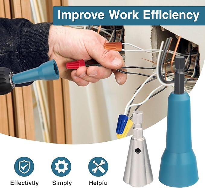 Wire Nut Twister,Wire Twisting Tool,Wire Nut Twiter for Drill,Spin Twist Wire Connector Socket,Wire Connector Driver with 1/4" Chuck,Wire Stripping and Twisting Tool for Cable Quick Stripping(2pcs)