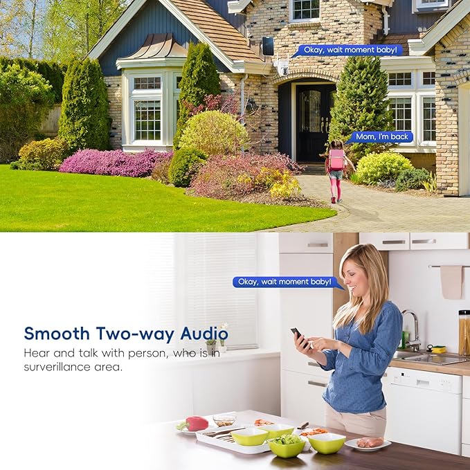 2.5K Wireless Solar Security Camera System, 4 Pack 360° View PTZ WiFi Cameras, Full Color Night Vision,Easy Setup, 2-Way Audio,10CH WiFi NVR with 128GB Storage, PIR Alarm, Compatible with Alexa