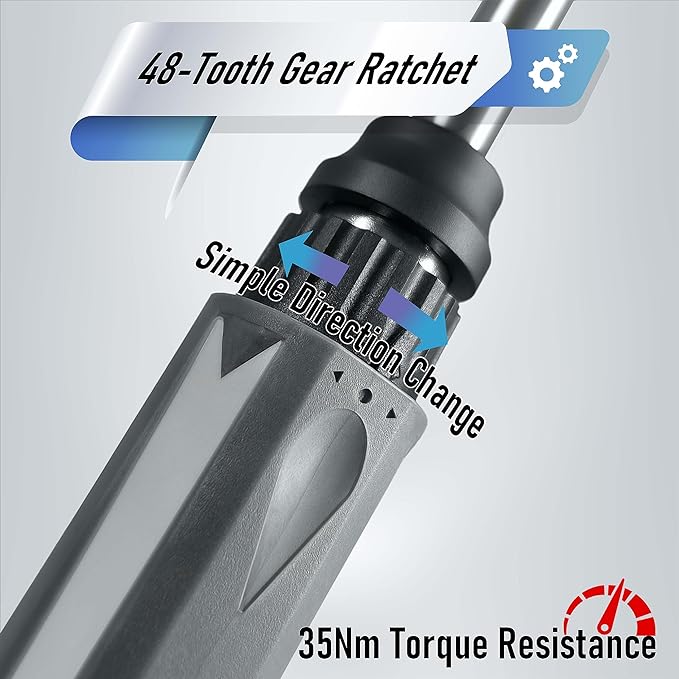 32 in 1 Ratchet Screwdriver Set with Push-Eject Extension Rod, 48-Tooth Gear Ratchet, Antislip Soft Handle, Magnetic Bit Holder, 30pcs S2 Steel Bits, Excellent Handling and Versatile Use