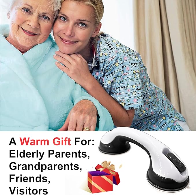 NL'AAHCÉ Grab Bars for Shower Heavy-Duty (2Pack) 12-Inch ADA Compliant Grab Bar for Seniors Shower Handles for Elderly Suction Handicap Safety Handrail for Bathroom Bathtubs Toilet Tiles Glass Black