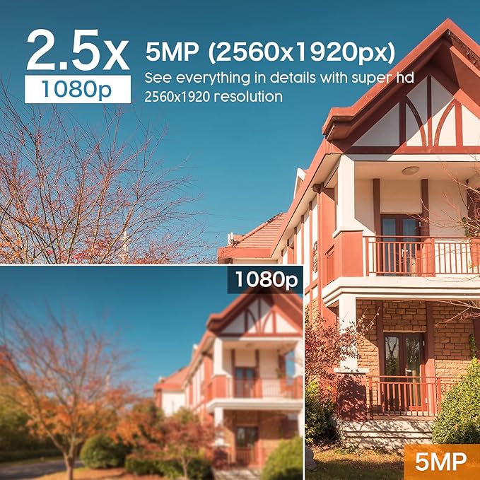 5MP Wireless Security Camera System No Hard Drive, 8 Channel Surveillance NVR Kits and 4pcs Super HD 5MP Outdoor Indoor WiFi Bullet Camera for Home Full Color Night Vision