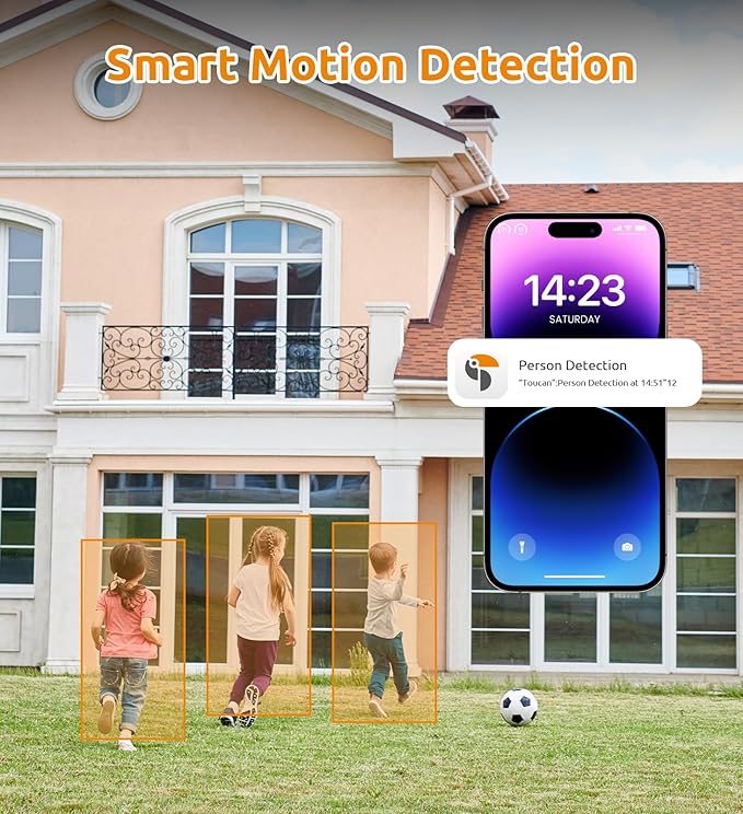 2K Security Cameras Wireless Outdoor, Cameras for Home Security with 2-Way Audio, PIR Motion Detection, Night Vision, Cloud Storage, IP65 Weatherproof, Alexa & Google Home Compatible