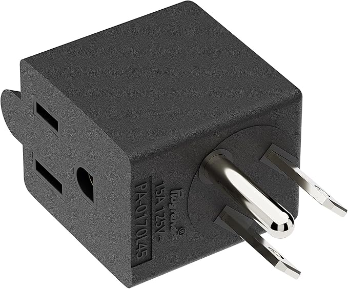 90 Degree Adaptor Leftward Angled Angled USA 3-Prong Male-Female Adapter,90 Degree Angled USA Male Female Power Adapter, 5-15P to 5-15R Direction Changer Space Save Adapter Black PA-0170L45