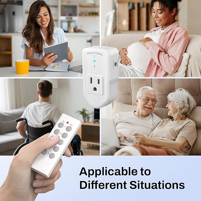 BN-LINK Wireless Remote Control Electrical Outlet Switch for Lights, Fans, Christmas Lights, Small Appliance, Long Range White (Learning Code, 5Rx-2Tx) 1200W/10A