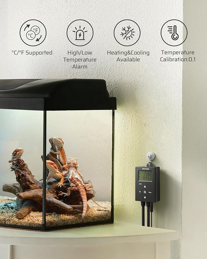DEWENWILS Digital Temperature Controller Thermostat Outlet with Heating & Cooling Mode for Chest Freezer, Home Brewing, Green House, Incubation, Reptiles, -22°-221°F, 120V/10A/1200W