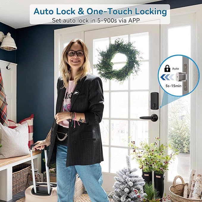 Harfo Smart Fingerprint Door Lock, Keyless Entry Deadbolt, Full App Control Biometric Lock, Electronic Digital Touchscreen Keypad, Auto Lock, Easy Install, Aged Bronze