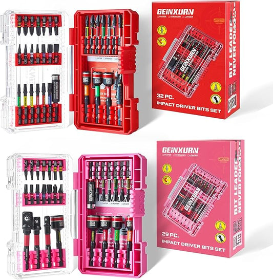 61Pieces Impact Screwdriver Bits Set, Magnetic S2 Steel 1”/2”Phillips/Square/Torx/Slotted Bits Tips,Impact Bit Holder and Nut Driver and Socket Adapter with Storage Box Case