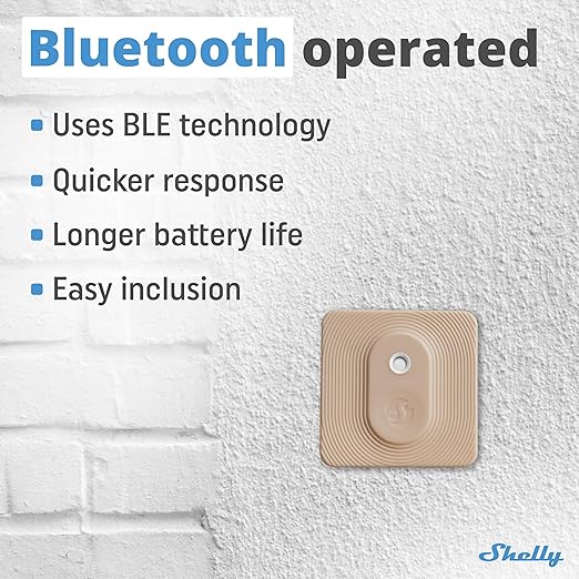 Shelly Blu H&T Mocha | Bluetooth Smart Temperature & Humidity Sensor with Remote App Control & Monitoring | Splash and dust-Proof | Smart Scenes | Notification Alerts | Free Data Storage Export