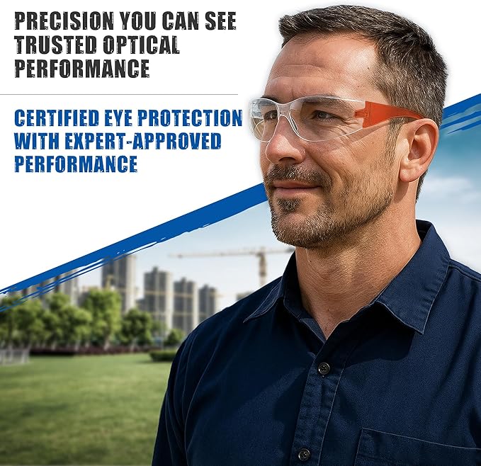 Work Safety Glasses For Men | Ansi Z87 Certified Safety Goggles For Shooting Range | Anti-Scratch Outdoor Glass