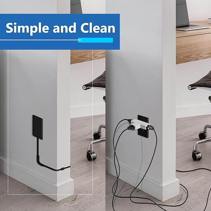 LIDER Outlet Extender with 3 Receptacles, 21W USB Type-A, and 2 USB Type-C, Ultra-Thin Wall Plate Plug with Cord Extender, 3-Outlet Power Strip, Flat-Face, Slim Design, ETL-Listed, 8ft Cord, Black