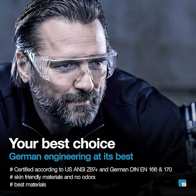 SolidWork Safety Glasses Clear Lens with Side Shields, Anti Fog, Anti Scratch, Anti-Glare, Protective Eyewear for Men & Women