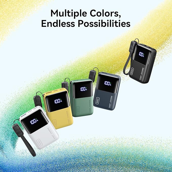 INIU Pocket Size Portable Charger, Ultra Small 10000mAh 45W PD Power Bank, USB C in&Out Fast Charging Battery Pack, Travel Essentials Powerbank for iPhone 17 16 15 14 Pro Air, iPad, Samsung S24 etc