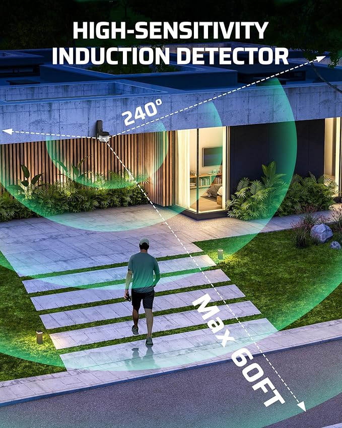 DEWENWILS Motion Sensor Outlet, Indoor Outdoor Motion Sensor Plug Outlet, Adjustable Sensing Angle,50FT Detection Range, 100FT Wireless Light Switch Transmitter, No Wiring, Long Time Delay