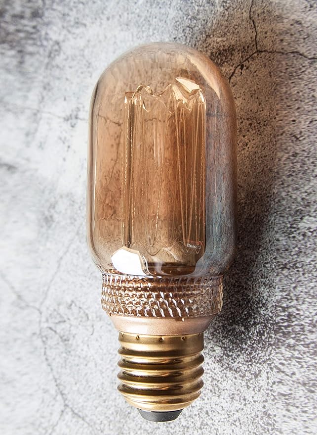 Decorative Light Bulb, Vintage Edison Small Bulb, Dimmable LED Short Tubular Bulb, 3.5W Low Lumen Eye-Caring Soft Dim Lighting for Mood(Not Daylight White), E26 Medium Base, Amber RN T45
