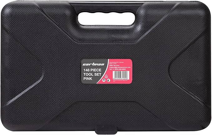 Cartman 148Piece Tool Set General Household Hand Tool Kit with Plastic Toolbox Storage Case Pink