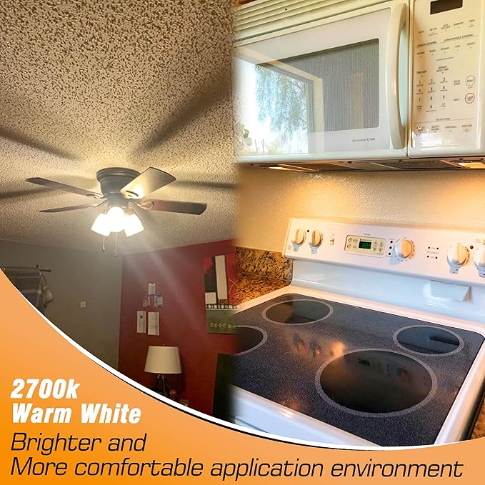 E17 LED Intermediate Base Microwave Light Bulb 4W Equivalent 40W 2700K Warm White E17 Appliance Light Bulb for Chandelier Ceiling Fan Pendant Stove Top Range Hood,Non-Dimmable,120V,450lm,5pack