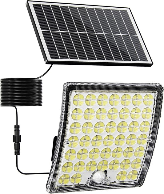 JACKYLED Solar Lights Outdoor Waterproof, Motion Sensor Security Flood Lights Convex Lens Amplified 50% Brighter with 16.4ft Extension Cord, Security Light for Barn, Porch, Backyard, Garage,1-Pack
