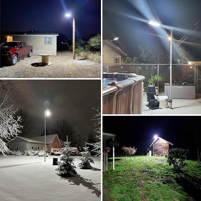 8000W Solar Street Light - 7000K Wide Angle Solar Lights Outdoor, Flood Security Lights Motion Sensor & Dusk to Dawn, IP66 Waterproof Solar Street Lights Outdoor for Roadway Yard