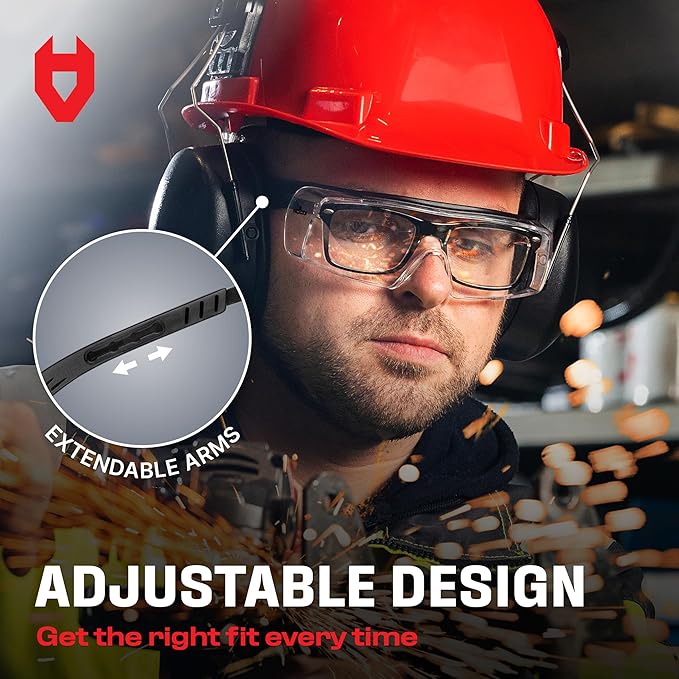 NoCry Anti Fog Safety Glasses that Fit Over Glasses with Scratch Resistant Lens — ANSI Z87 & OSHA Certified Over Glasses Safety Glasses for Men and Women with Adjustable Temples and 100% UV Protection