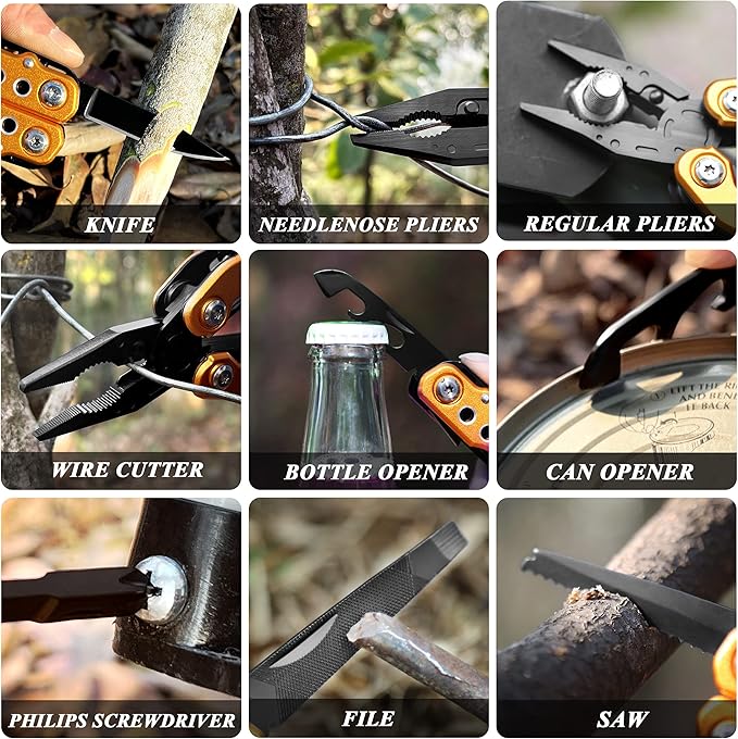 Gifts for Dad Husband Boyfriend Gifts for Him Unique Birthday Gifts for Men RoverTac 14 in 1 Multitool Pocket Knife Pliers Screwdrivers Saw Bottle Opener Perfect for Camping Survival Hiking Repairs
