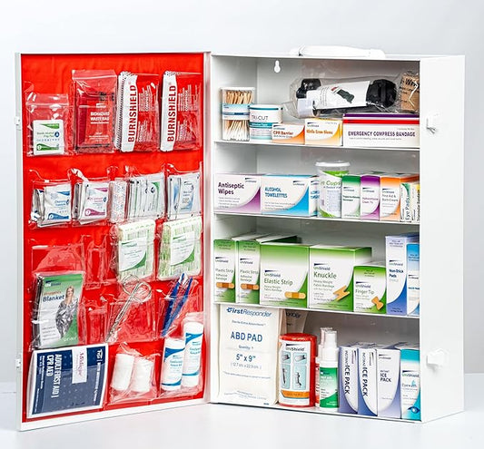 4-Shelf Metal 1st Aid Cabinet Class B, Large Capacity First Aid Wall Mount Medicine Cabinet, Secure Metal Med Box with Easy Access, Exceeds OSHA/ANSI Z308.1 2015, Over 775-Pieces