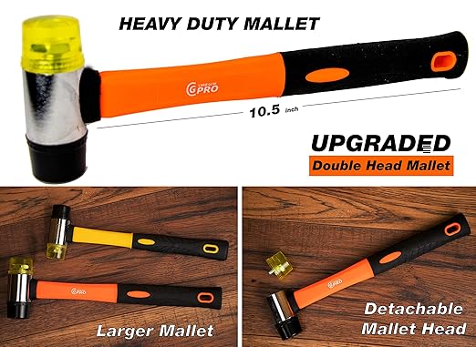 Carib Gear Pro Professional Laminate Flooring Tools Installation Kit with Tapping Block, Rubber Mallet, 44 pcs Pull Bar, and 40 pcs Spacers for Vinyl Plank, LVP, and Hardwood Laminate Floor