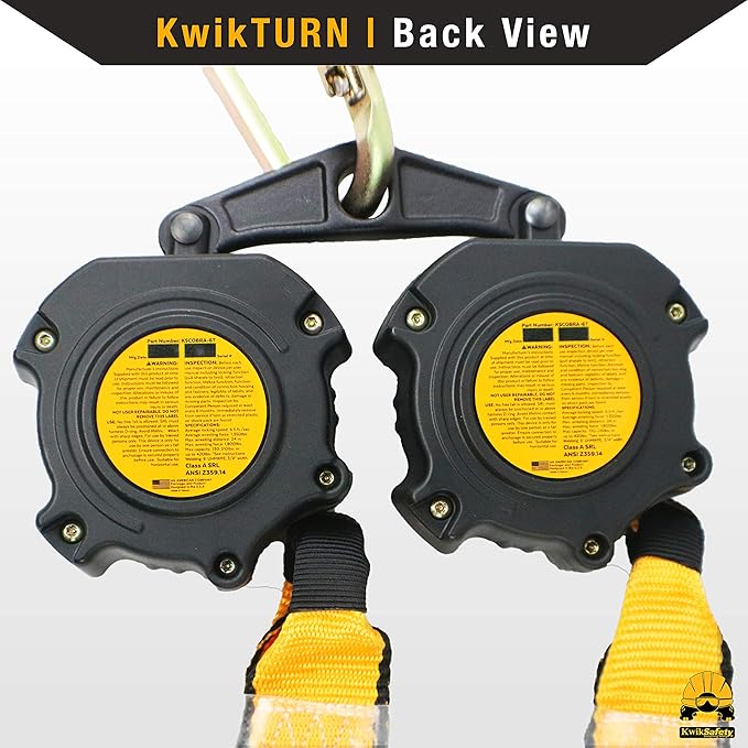 KwikSafety - 6' COBRA Web Twin-Leg Self Retracting Lifeline [NO Tangle Web] Class 1 Retractable SRL Lanyard ANSI OSHA