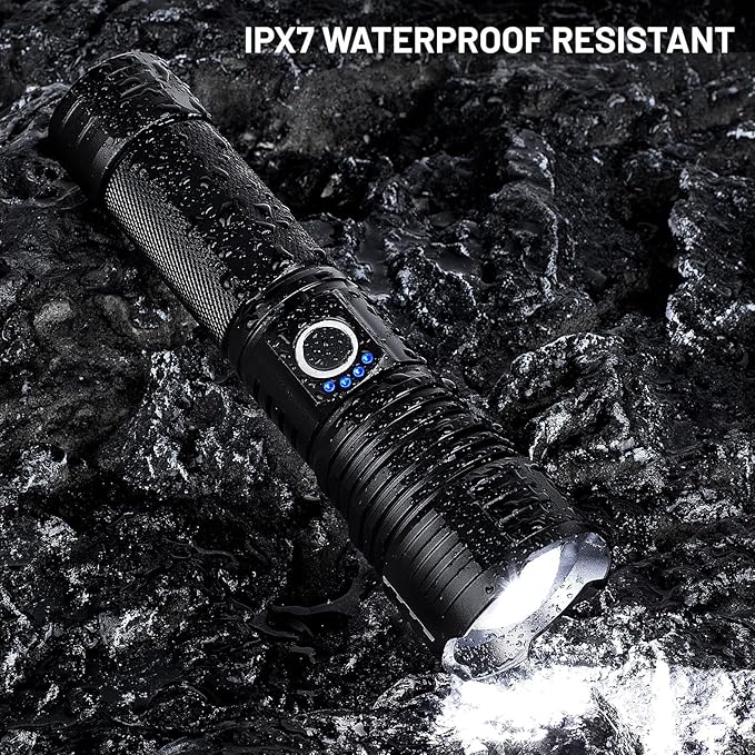 Led Flashlights 90,000 Lumen High Lumens Rechargeable 2 Pack, Brightest Flash Light with 5 Modes & 18H Runtime, IPX7 Waterproof, Powerful Handheld Flashlights for Home Camping Hiking