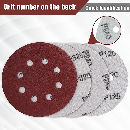 WORKPRO 150-piece Sanding Discs Set - 5-Inch 8-Hole Sandpaper 10 Grades Include 60, 80, 100, 120, 150,180, 240, 320, 400, 600 Grits for Random Orbital Sander(Not for Oscillating Tools or Mouse Sander)