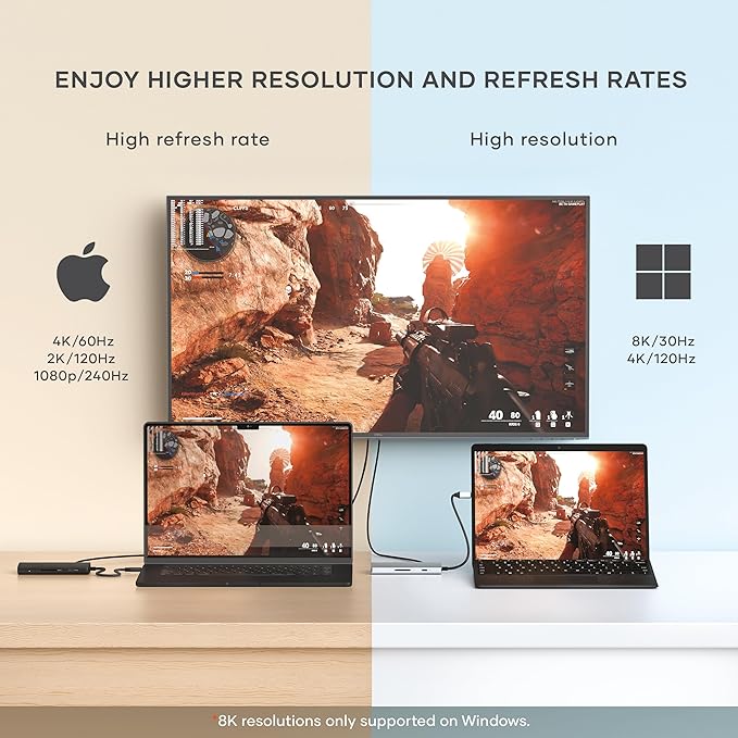 Satechi 8 in 1 USB C Hub Multiport Adapter V3, 8K HDMI, 100W Charging, 4 USB Data Ports, Ethernet, SD Card Reader, for Laptop, for Mac/Windows, MacBook Pro/Air M4/M3/M2/M1, iPad, iPhone 16 - Silver