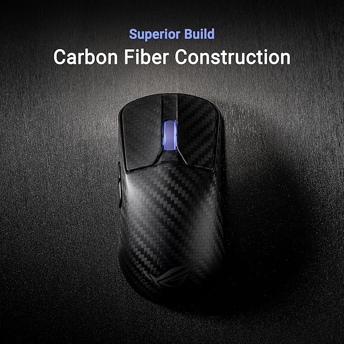 ASUS ROG Harpe Ace Extreme Wireless Esports Gaming Mouse – Carbon Fiber Build, 47g Lightweight, Tri-Mode Connectivity, 42K DPI, up to 70Hr Battery, Glass Skates, Pro-Approved, PC/Mac Support - Black