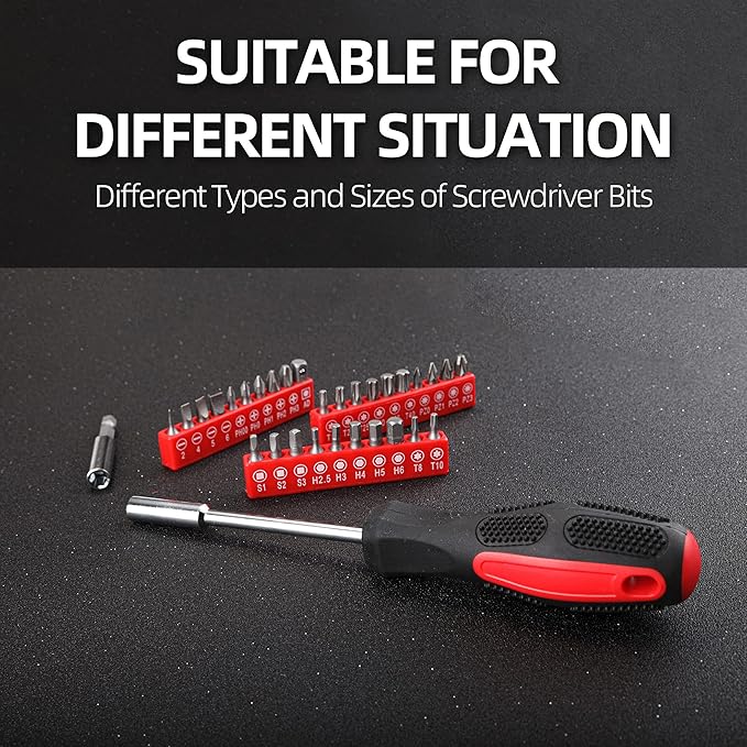 CARTMAN 126-Piece Home Tool Set Kit, Basic Household Hand Tools with Storage Case, Red