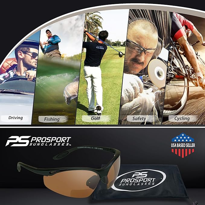 proSPORT Bifocal sunglass Safety Reader Z87 Wrap Around No Slip Grip +1.50 +2.00 +2.50 +3.00
