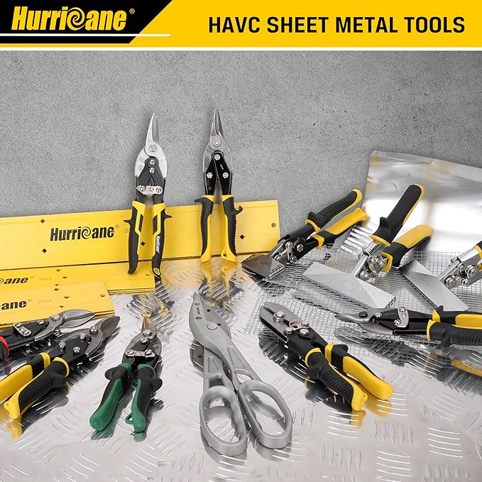 HURRICANE 5 Blade Sheet Metal Crimper. HVAC Crimping Tool for Ductwork, Downspouts & Stove Pipes. 9-1/2 inch Heavy-Duty Hand Crimper with Safety Lock. 5-Blade Sheet Metal Crimpers Tool