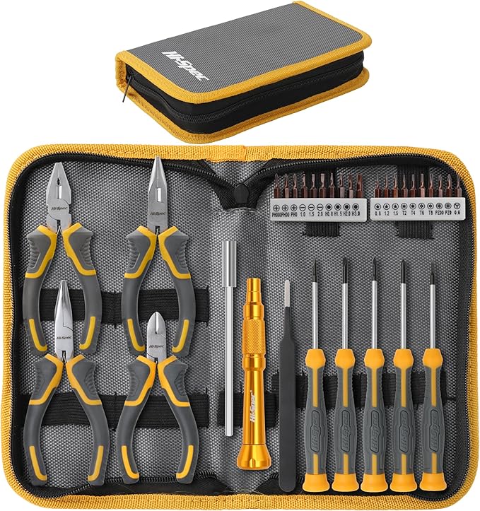 Hi-Spec 32pc Electronics Repair & Opening Tool Kit Set for Laptops, Phones, Devices, Computer & Gaming Accessories. Precision Small Screwdrivers with Pentalobe Bits for iPhones & MacBooks